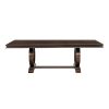 Modern Traditional 5pc Dining Set Table with Extension Leaf and 4 Upholstered Chairs Dark Cherry Finish Wooden Kitchen Dining Furniture